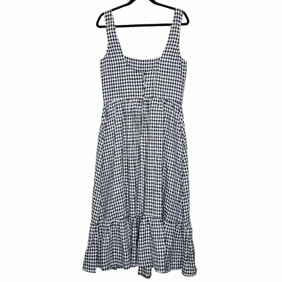 Reformation Bucatini April Check Black White Gingham Linen Dress Size‎ 12 NWT - Picture 7 of 11